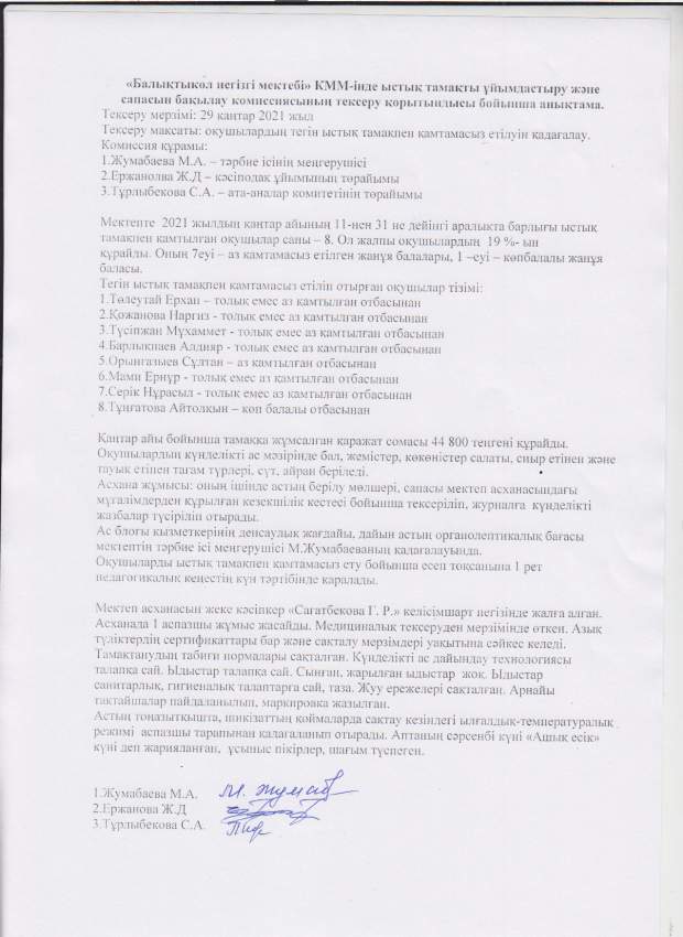 Ыстық тамақтың ұйымдастырылуы